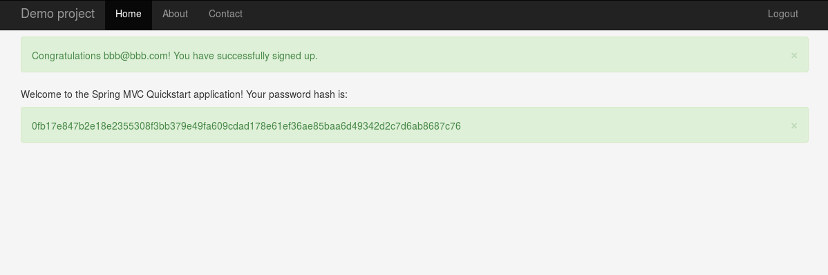 Password hash created by StandardPasswordEncoder
